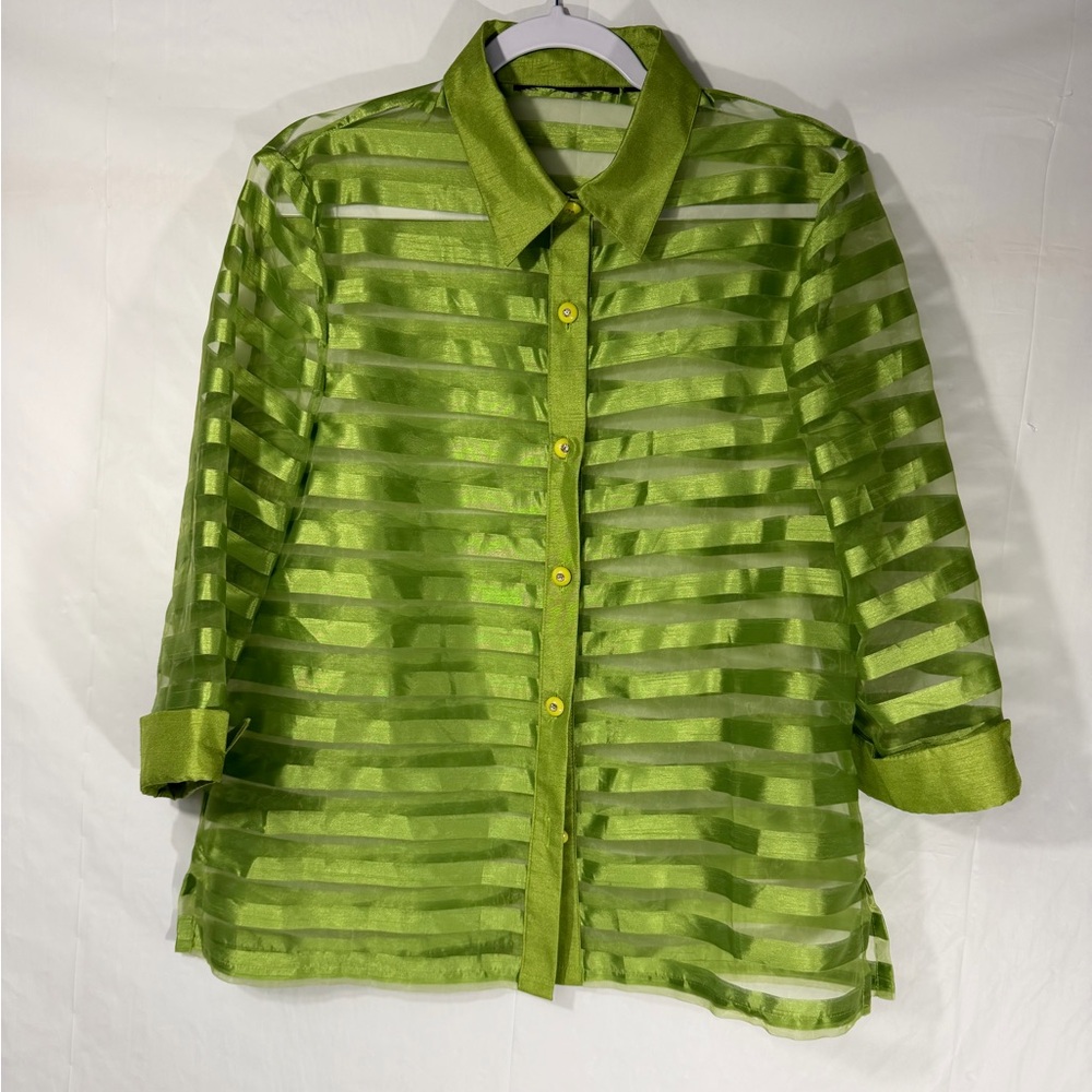 Vintage Green Striped Button down shirt